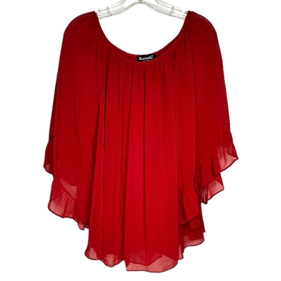 Basically Me Red Sheer Top - Picture 1 of 6